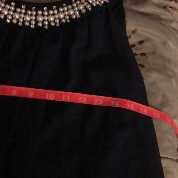 ENFOCUS Dress Navy Blue Pearl Neck - Picture 10 of 12